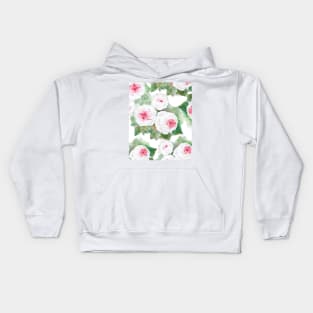 white and pink roses watercolor pattern Edit Kids Hoodie